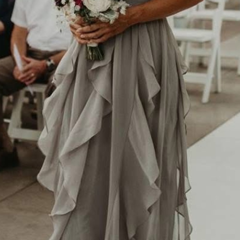 Elegant Gray Bridesmaid Dress - Picture 3 of 8
